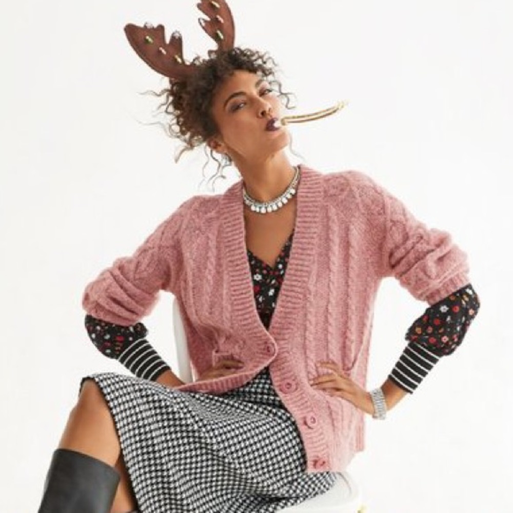 Cabi Confection Pink Knit Wool Sweater